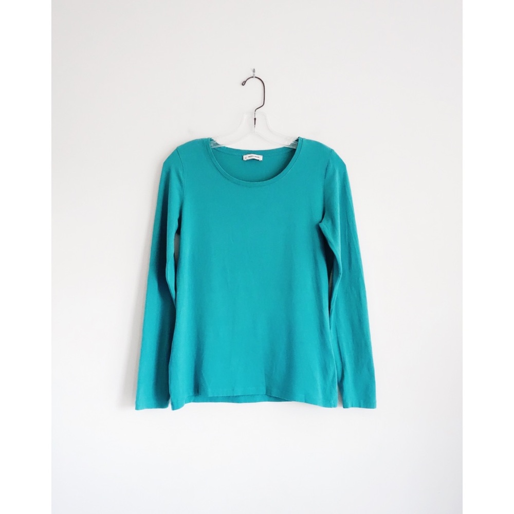 More & More Teal Blue Long Sleeve Tee Shirt sz M